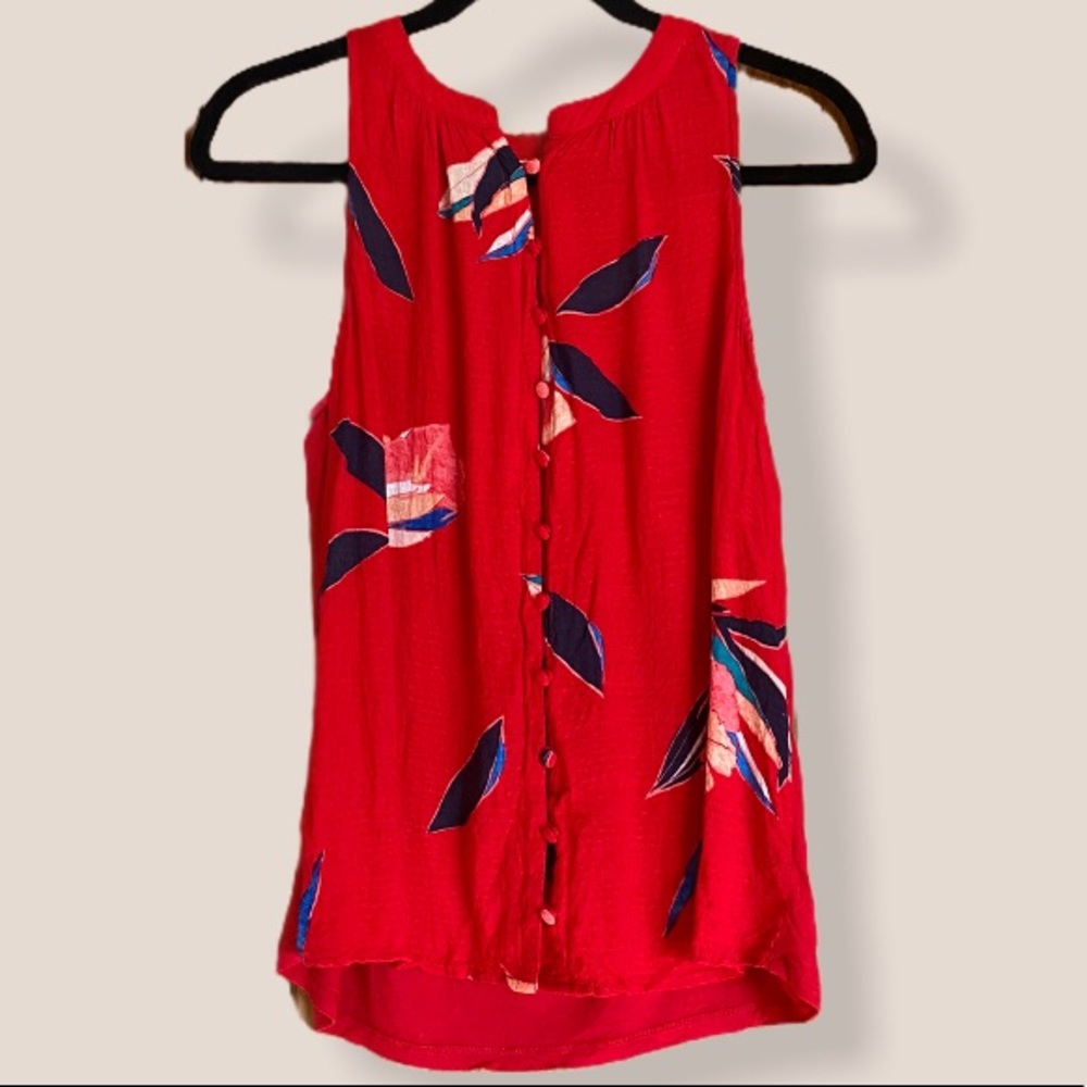 red button down tank top size medium